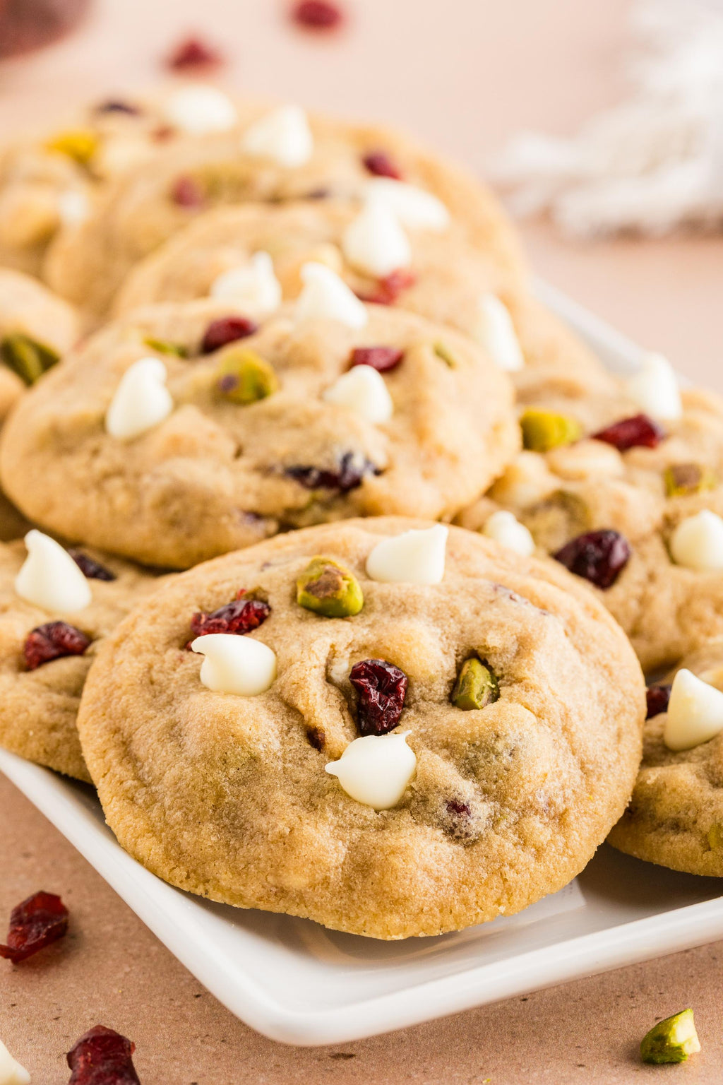 White Chocolate Cranberry Pistachio Cookies