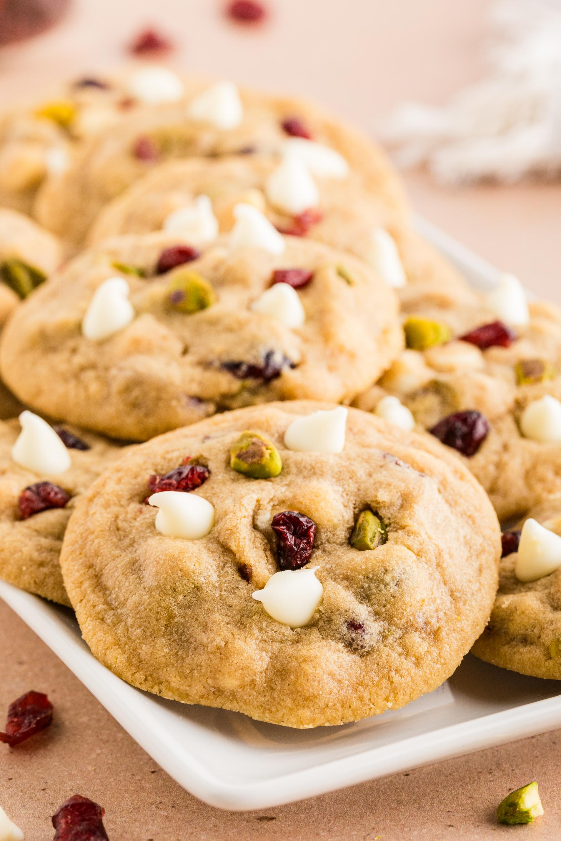 White Chocolate Cranberry Pistachio Cookies
