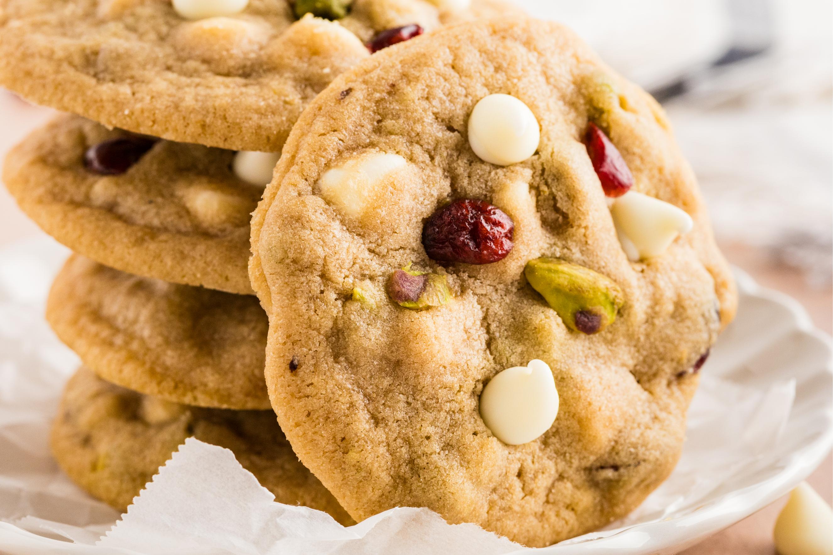 White Chocolate Cranberry Pistachio Cookies