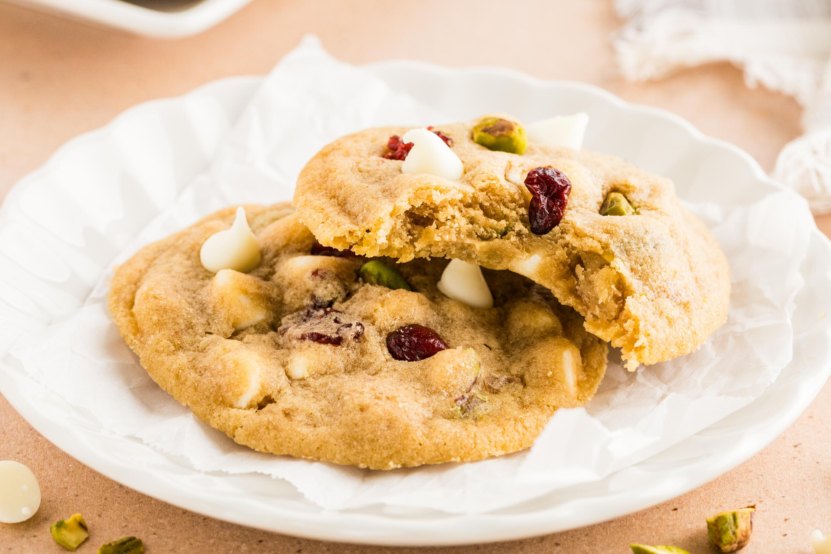 White Chocolate Cranberry Pistachio Cookies