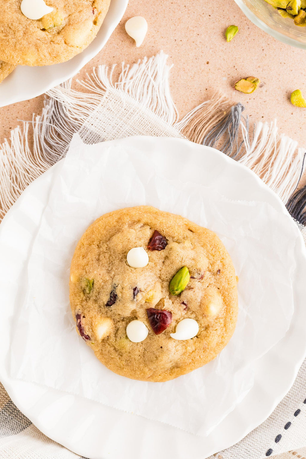 White Chocolate Cranberry Pistachio Cookies