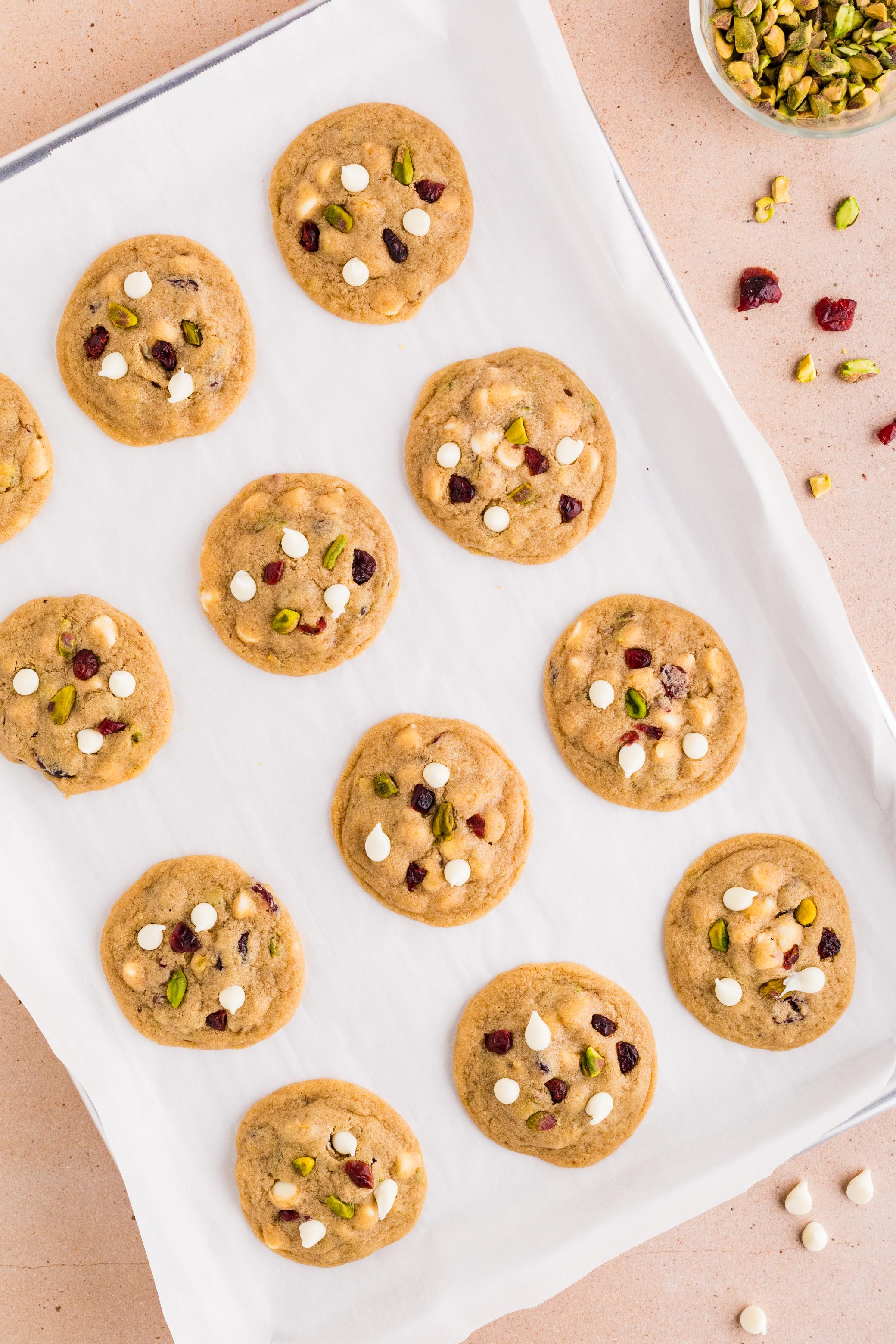 White Chocolate Cranberry Pistachio Cookies