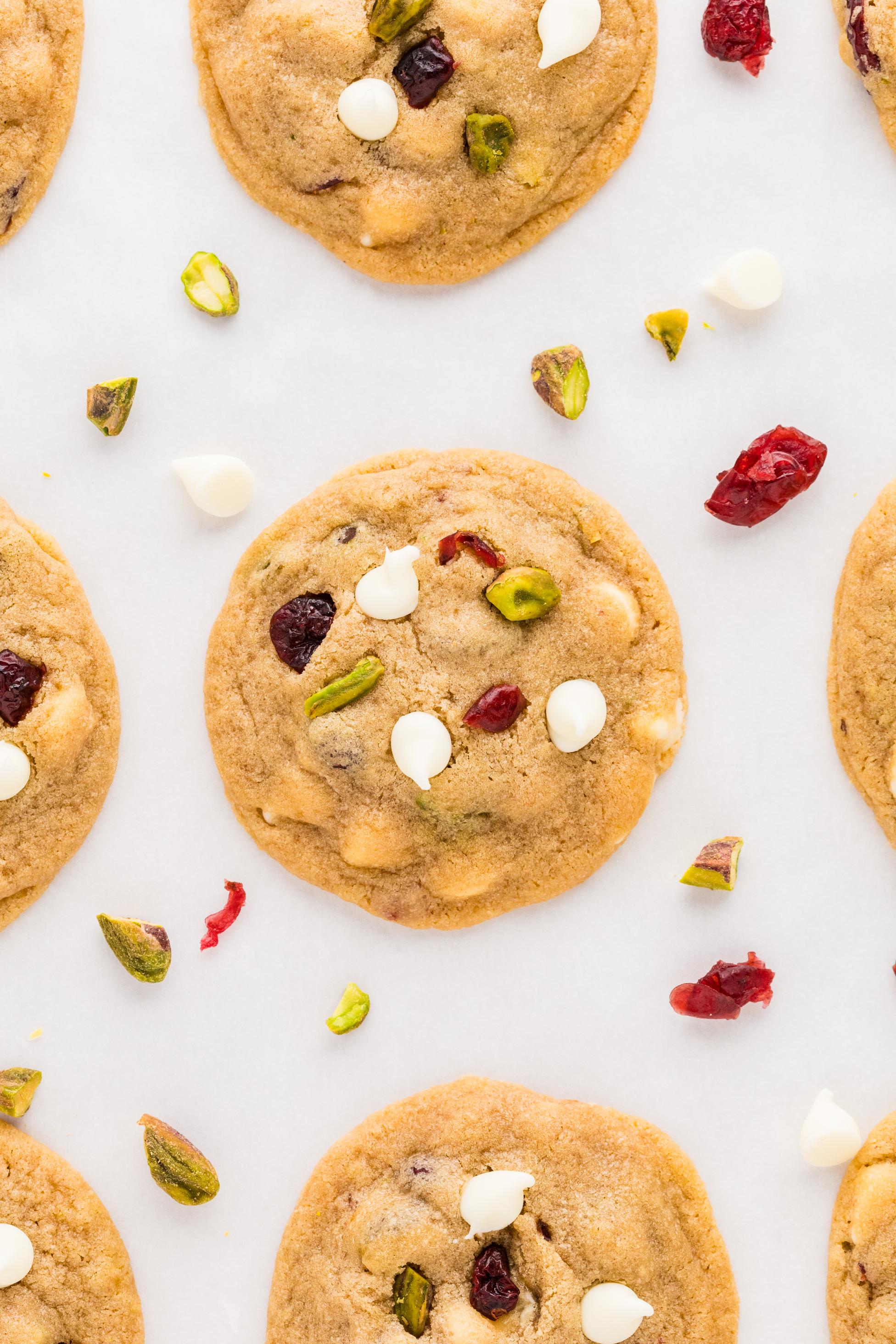 White Chocolate Cranberry Pistachio Cookies